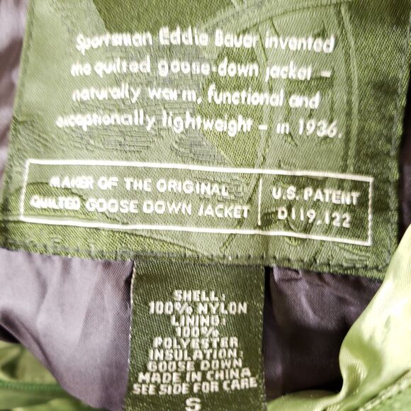 Eddie Bauer Vest Mens Small Neon Green Full Zip Goose Down Puffer Jacket Adult - Picture 12 of 12